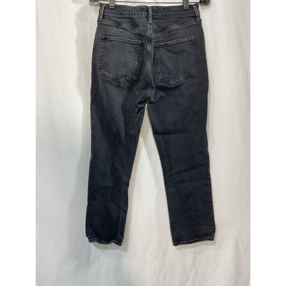 Agolde 'Riley' Blue Cotton High Rise Straight Crop Denim Jean Size 29 - Picture 3 of 5